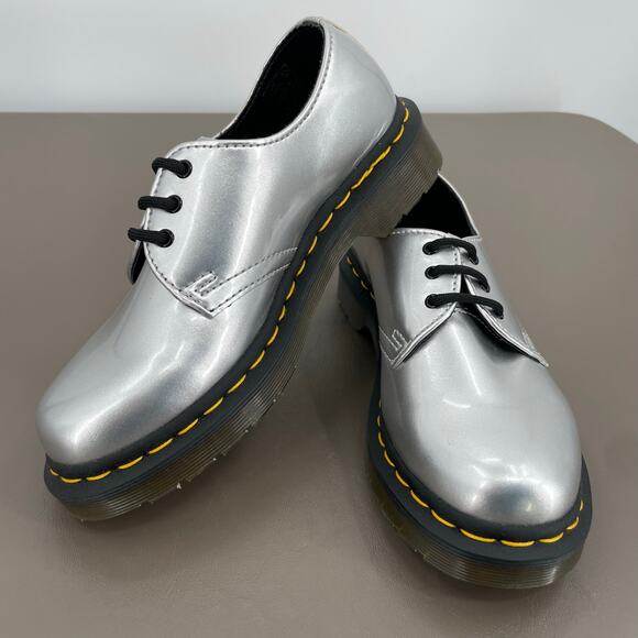 Dr. Martens Silver Chrome 1461 Vegan Dress Shoes Wedding Prom Cosplay US Size 5 - Picture 2 of 11
